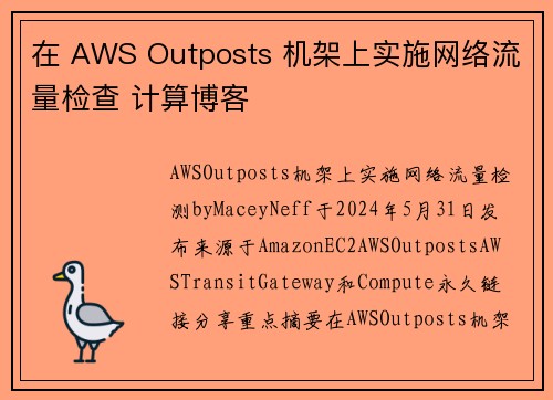 在 AWS Outposts 机架上实施网络流量检查 计算博客